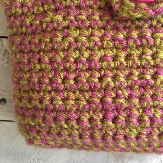 Crochet handbag - handmade - small bag - pink gre… - image 6