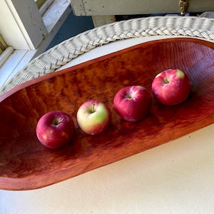 Farmhouse wood dough bowl hand carved oblong bowl