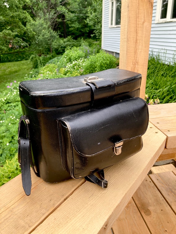 60s Vintage Leather Camera Bag - 1960s Hard Bag Hi