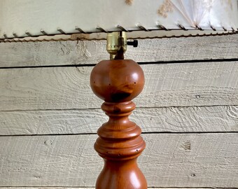 50s 60s Large Wood Lamp - Rustic Decor - Handmade - 1950s - Hand