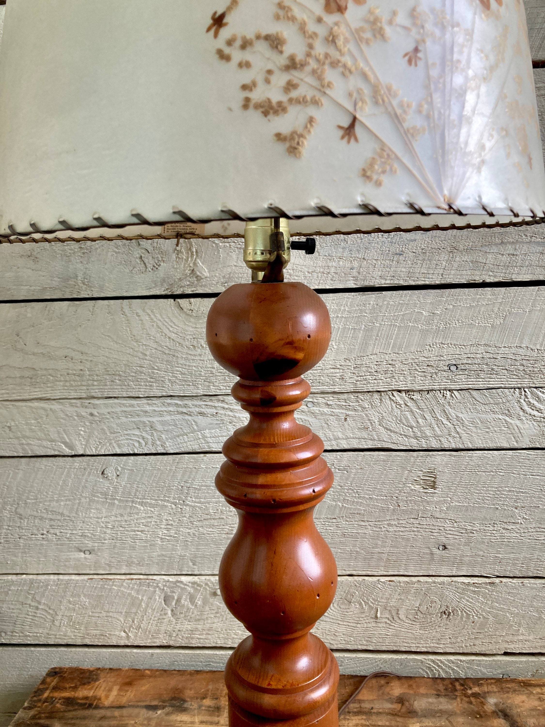 50s 60s Large Wood Lamp - Rustic Decor - Handmade - 1950s - Hand