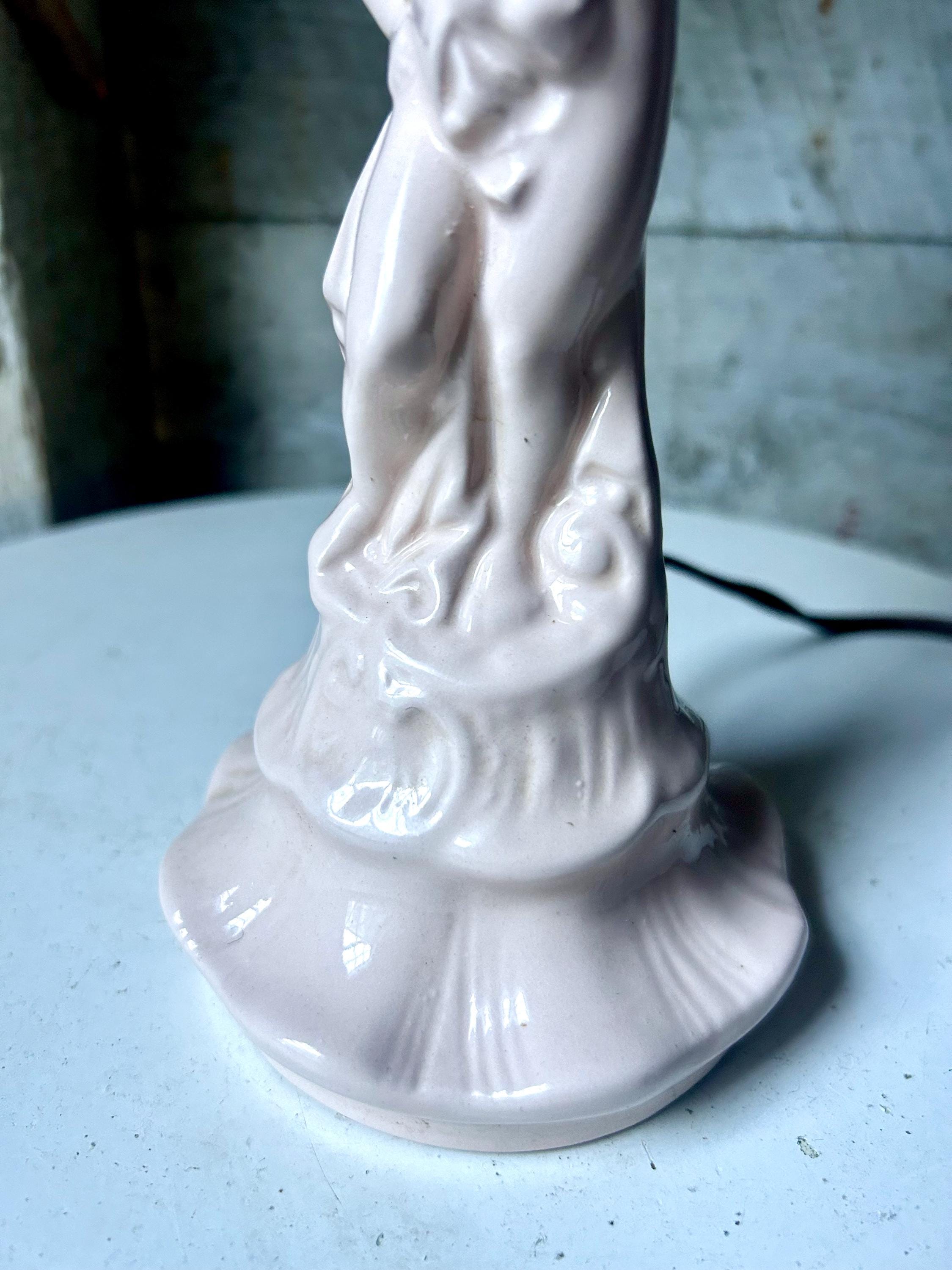 天使の置物ランプ - ピンクの私室ランプ - キッチュ - セラミック