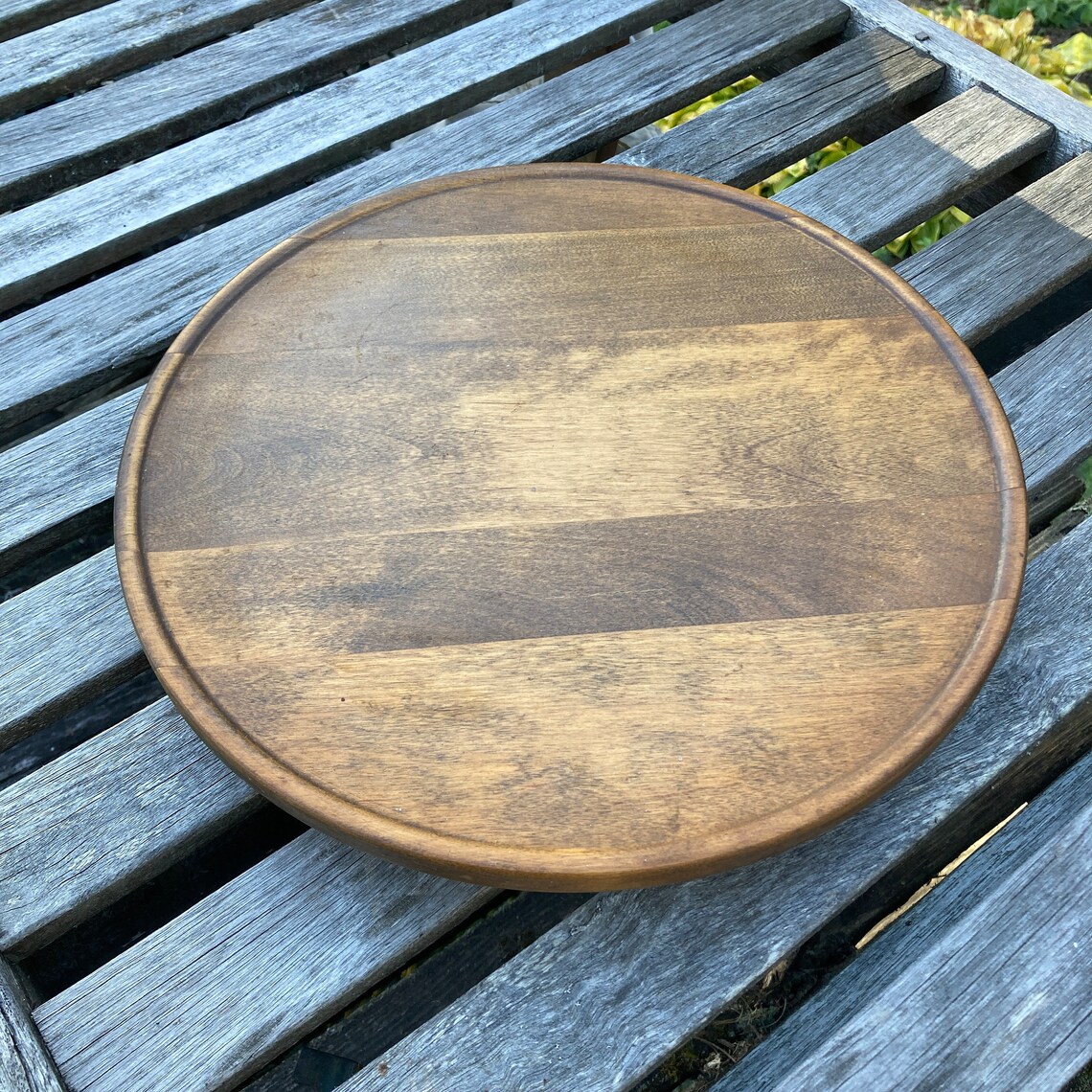 Mid Century 60s Wood Lazy Susan Plate Party Appetizer Tray Etsy