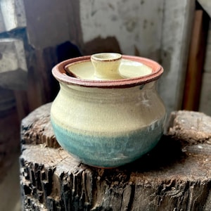 Handmade red clay honey pot covered jar kitchen storage farmhouse kitchen ceramic sugar bowl