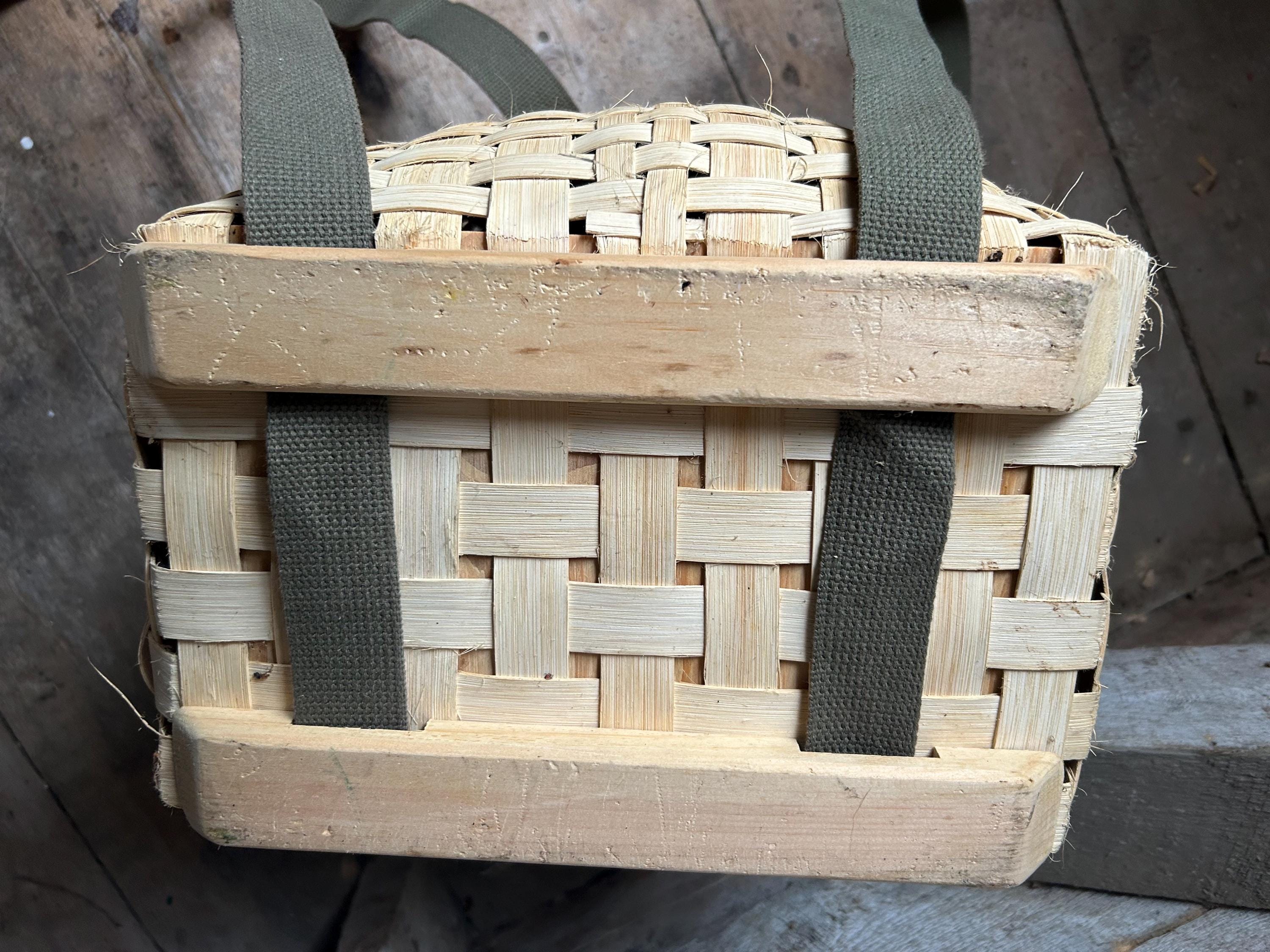 Sac à Dos Panier Rustique En PP Tressé - Dimensions 34x24x35 Cm, Avec Couvercle Et Bretelles - Idéal Cueillette, Marché, Décoration - 2