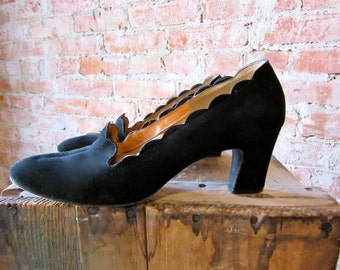 1940s Black Suede Shoes -