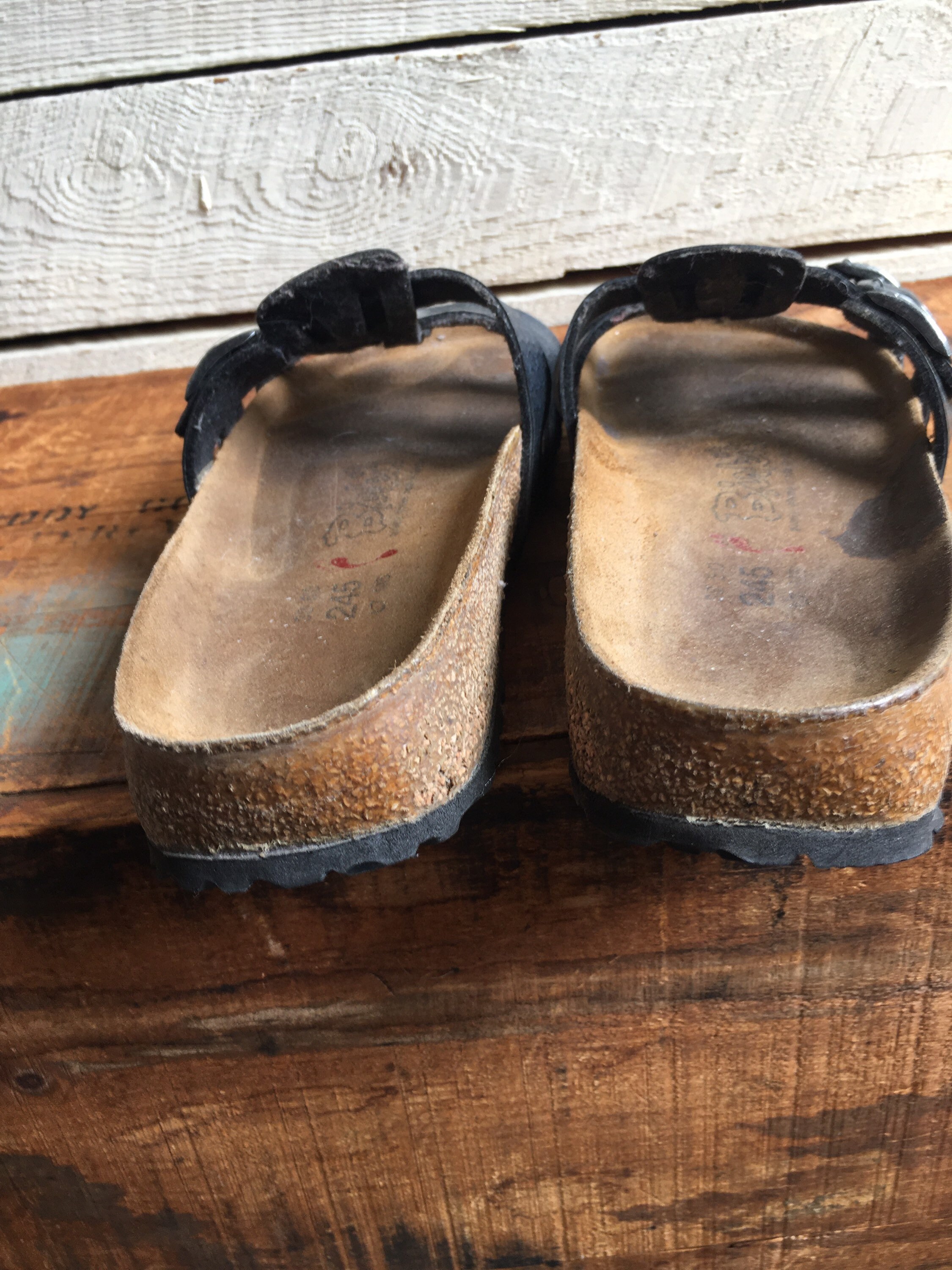Buy Birkenstock Sandals Faux Leather Metallic Gray 3 Straps Size