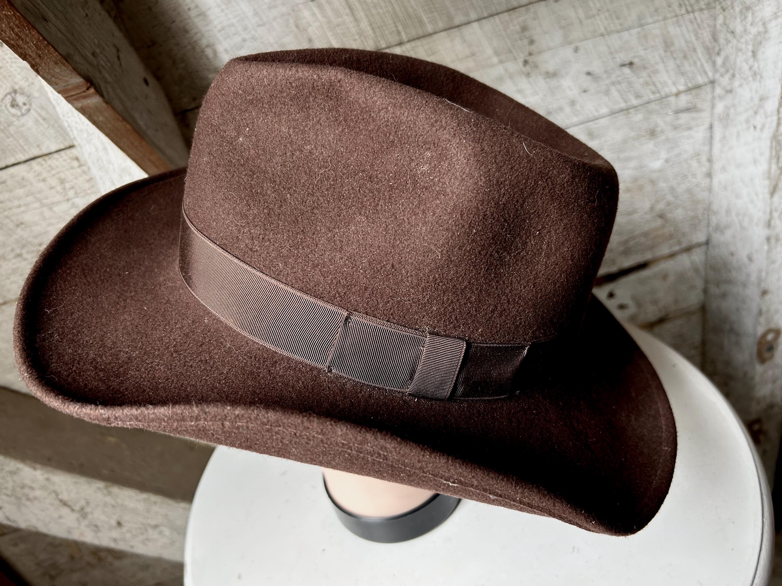 100% Wool Felt Brown Trench Hat w/ Banded Black Bow Accent Brown 100% Wool Bowler Hat Hats for Women for sale | eBay main image 2