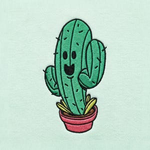 Cute Cactus Embroidery Design, Kawaii Plant Machine File, Desert Succulent Patch, Funny Botanical Stitches, Plant Lover DIY
