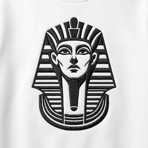 Egyptian Pharaoh DIY,King Tut Embroidery,Ancient Egypt Files,Pharaoh Mask Stitch,Historical Applique,Mythology Patch Art,Black White Pattern