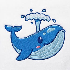 Cute Whale Embroidery Design, Ocean Animal Machine File, Marine Life Patch, Nautical Stitches, Sea Creature Pattern