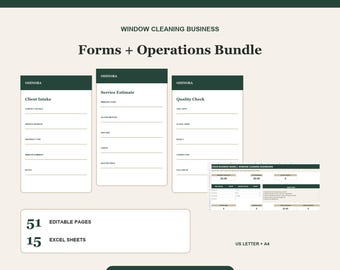 Window Cleaning Forms Bundle Estimate Service Checklist Route Planner Excel Tracker