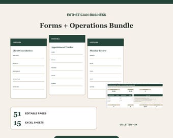 Esthetician Forms Bundle Client Intake Service Records Appointment Excel Tracker
