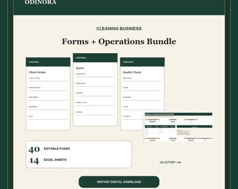 Cleaning Business Forms Bundle | Client Intake, Invoice, Checklists, Excel & Google Sheets Tracker