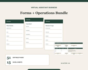 Virtual Assistant Forms Bundle Client Onboarding Tasks Time Billing Excel Tracker