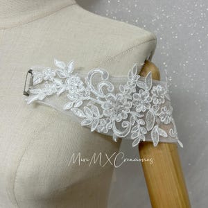 Detachable Floral Lace Off Shoulder Wedding Straps, Removable Lace Shoulder Straps for Strapless Gown, Bridal Add-On Straps