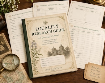 Genealogy Locality Research Guide, County Records Organizer (Printable PDF)