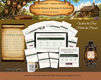 Genealogy Research Spreadsheet | Family History Organizer | Excel & Google Sheets Workbook