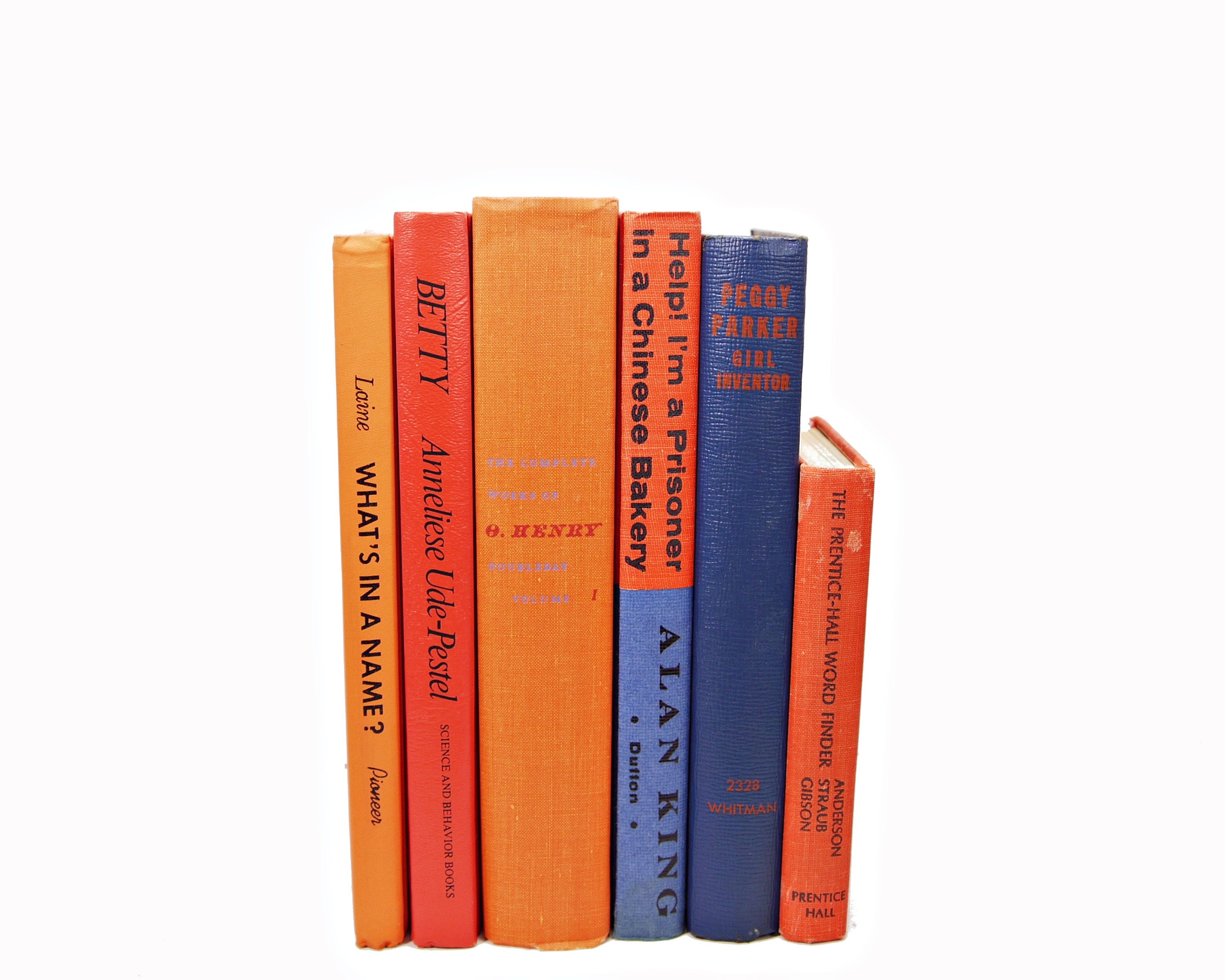 Orange Decorative Books Blue Book Set Old Auburn book Decor Etsy