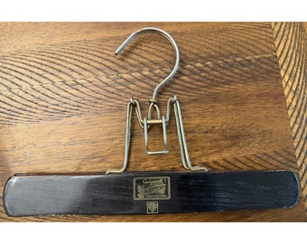 Vtg 50s Gripwell Clamp Pants Hanger Wooden Metal Hook Germany - C. Birnbaum Ltd.