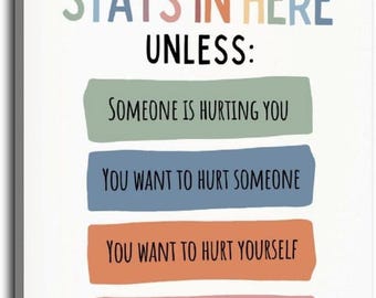 What You Say Stays In Here Poster, Kids Safety Rules Wall Art, Counselor Decor