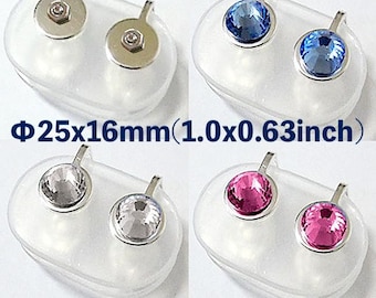 Clip-On Keloid Compression Earring: Pressure Earlobe Treatment, Φ25x16mm Oval, Silicone Lined, Handmade in JAPAN,