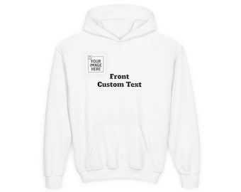 Custom Text Front and Back Hoodie | Personalized Youth Hooded Sweatshirt