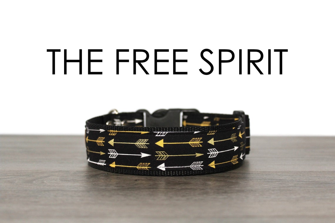 The Free Spirit dog collar Black and gold arrow dog collar Etsy