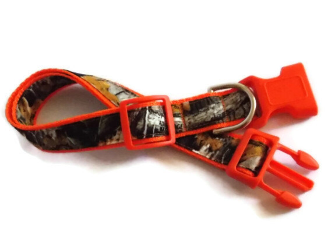 Real Camo on Orange Pink Green or Black Dog Collar | Etsy