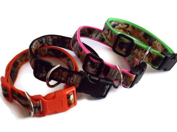 Real Camo on Orange Pink Green or Black Dog Collar | Etsy