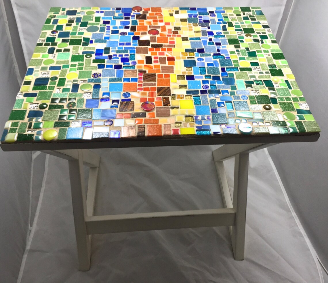 Rectangular Mosaic Side Table Etsy