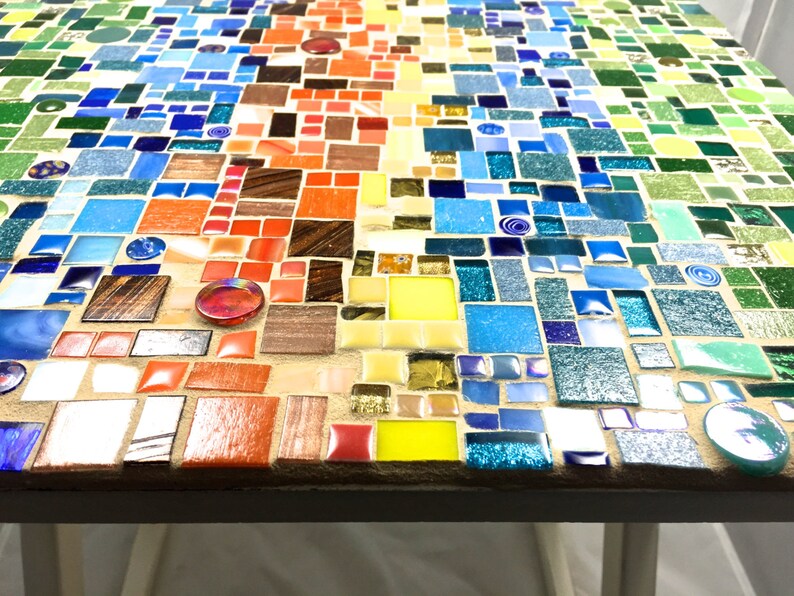Rectangular Mosaic Side Table Etsy