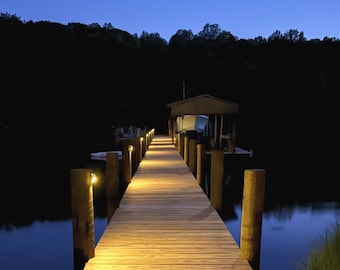 Solar Dock Lights with Piling Mount | Heavy Duty Marine Lighting for Dock, Boat Slip