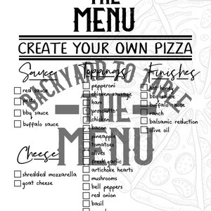 Custom Pizza Order Form