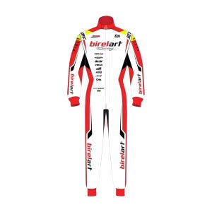 May include: A white, red, and black racing suit featuring the BirelART logo on the chest, sleeves, and legs. The suit includes various sponsor logos, the text TM, and the name Diego Ramos printed on the front center panel with a small flag icon.