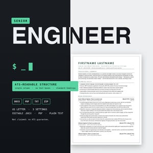 Software Engineer Resume Template Word & Google Docs, ATS Senior Developer Resume, Backend Engineer CV Template, Instant Download