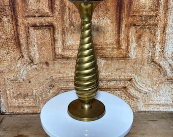Vintage Solid Brass Twisted Candlestick – India Handcrafted Home Decor