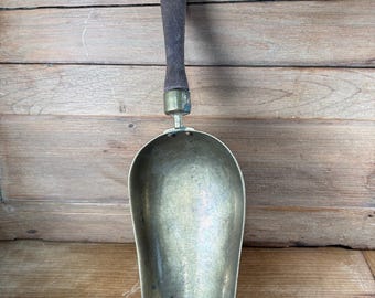 Vintage Solid Brass Hand Scoop | Rustic Flour & Grain Serving Tool