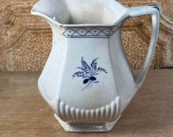 Blue Floral Ironstone Pitcher