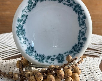 Vintage Greenish-Blue Floral Butter Pat Dish