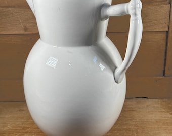 Antique English French Ironstone Pitcher Rustic Farmhouse Vase Flower Pitcher