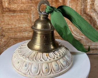 Vintage Solid Brass Bell, Cottagecore Shelf Accent, Antique Home Decor