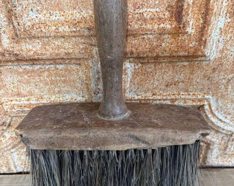 Vintage Horse Hair Brush, Wooden Handle, Antique Duster, Rustic Farmhouse Decor