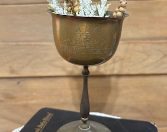 Vintage Copper Trophy Cup Urn - Antique Pedestal Vase - Rustic Farmhouse Trophy