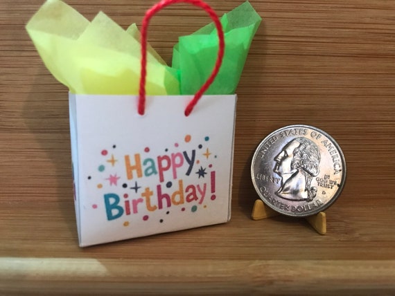 Happy Birthday Gift Bag Dollhouse Miniature