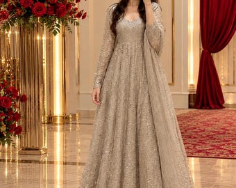 Sequin Anarkali Suit, Embroidered Pakistani Party Dress, Elegant Wedding Guest Outfit Wedding wear suits sets