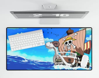 Alfombrilla de escritorio con barco pirata Sombrero de Paja / Alfombrilla de ratón grande con escena oceánica de anime