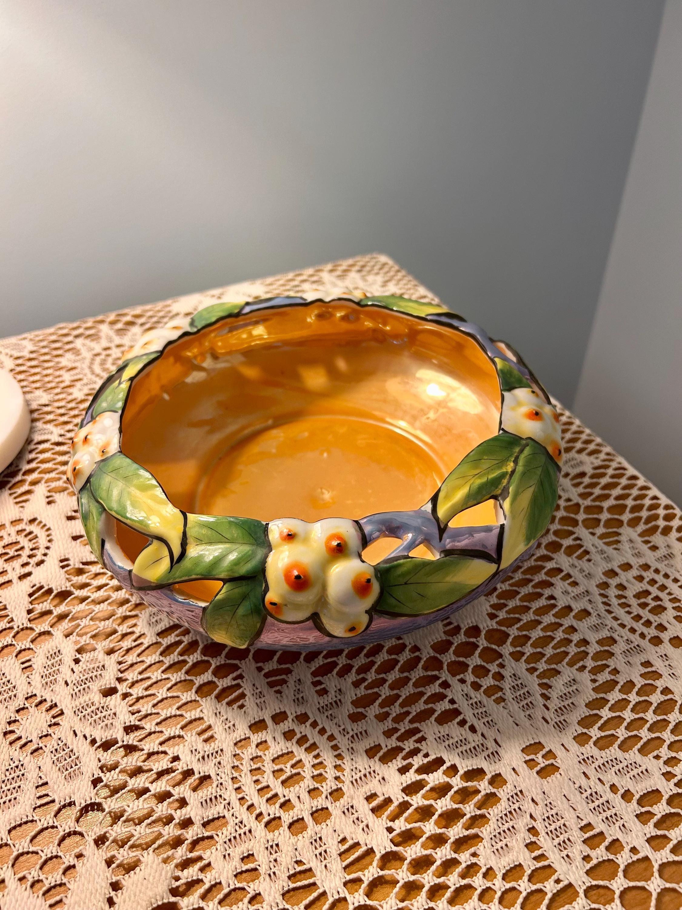 Vintage Orange and White Japanese Bowl - Etsy