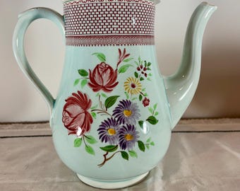 Vintage Adams Calyx Ware "Wakefield" Coffee Pot with Lid - Hand painted English Ironstone