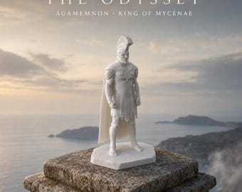 Agamemnon from The Odyssey, King of Mycenae, Greek Mythology Sculpture in Matte White or Marble